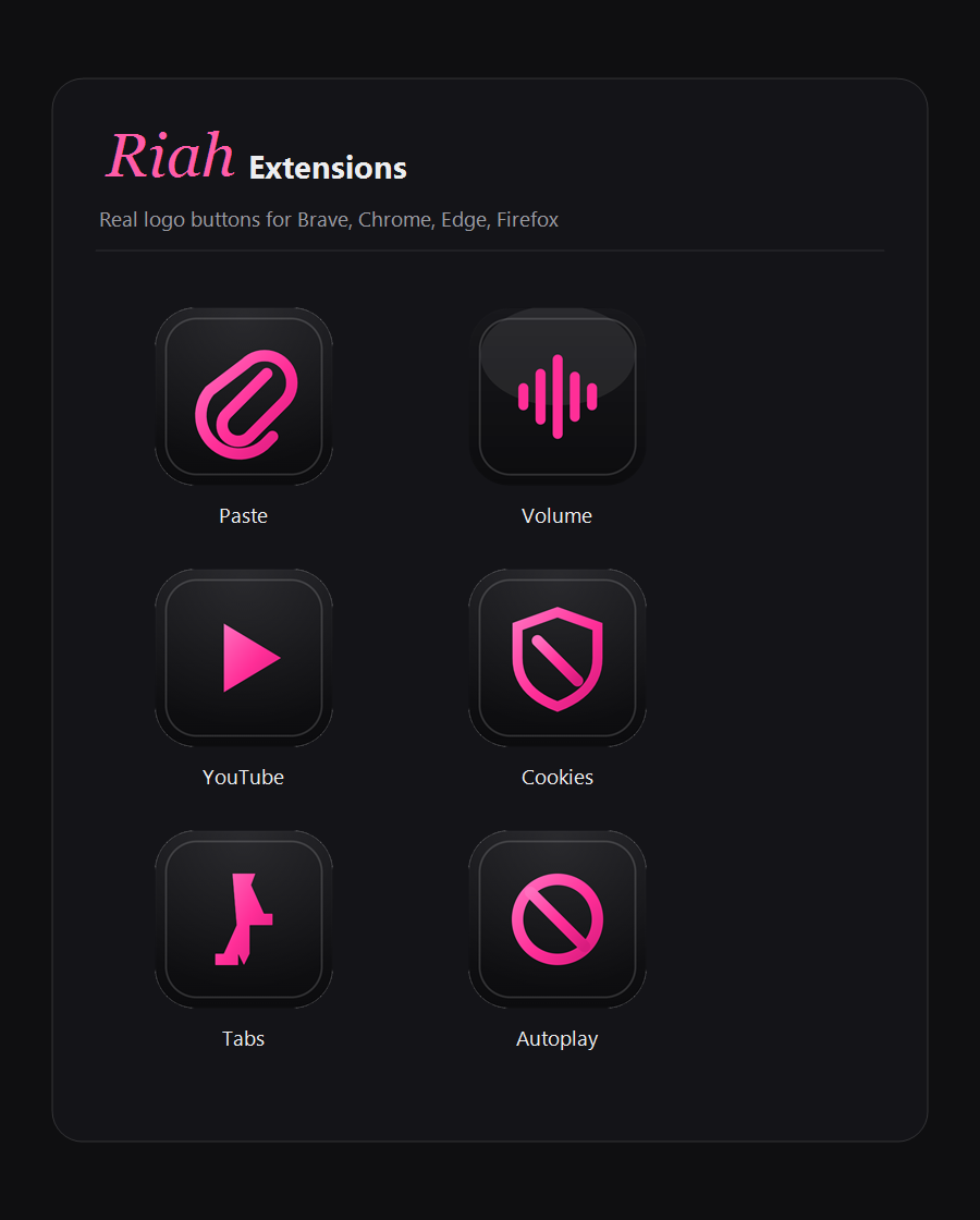Riah Extensions - browser extensions for Chrome, Edge, Brave, and Firefox